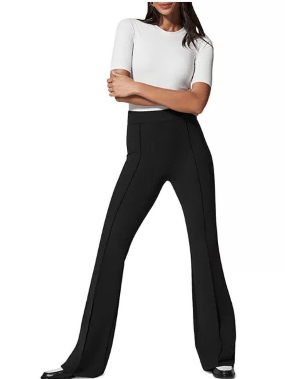 Spanx Smooth Perfect Fit Ponte Flare Pants High Rise Pull On Black Size Large